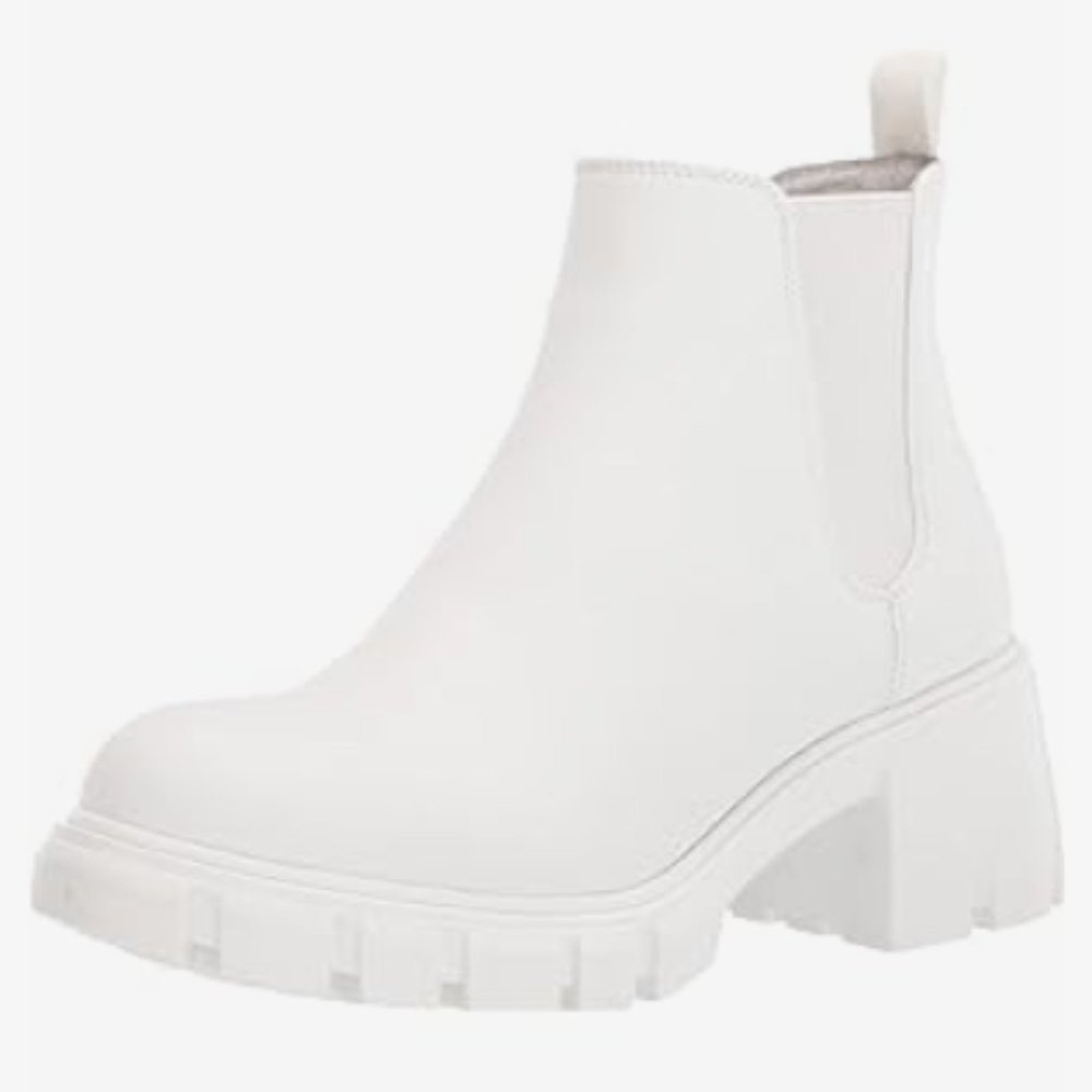 NEW Steve Madden Womens Leather Howler Ankle Boot Sz 8 white